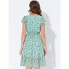 Allegra K Women's Floral Chiffon Flutter Sleeve Belted Square Neck Ruffled Hem Dress - 4 of 4