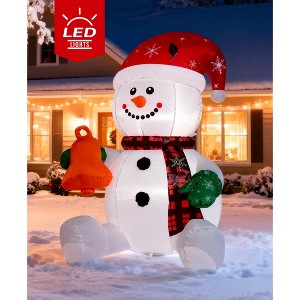 SUGIFT 4FT Lighted Inflatable Snowman Outdoor Christmas Decoration with LED Lights, Air Blower, Stakes & Ropes - 1 of 4