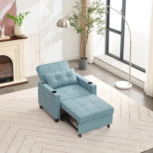 KWPZQEB 3-in-1 Pull Out Sleeper Chair Beds, Convertible Chair Futon Chair Bed with USB Ports & Cup Holder, Armchair Bed for Living Room, Bedroom - 1 of 4