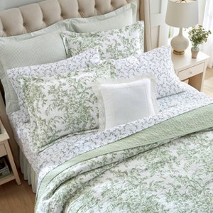 Laura Ashley Bedford Quilt & Sham Set Green - 1 of 4
