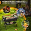 Tangkula Barbecue Charcoal Grills Stainless Steel Camping Grill w/ Wind Guard Seasoning Racks & Storage Shelf - 4 of 4