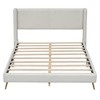 Queen Size Corduroy Upholstered Platform Bed with Tufted Headboard and Metal Legs, No Box Spring Needed - 3 of 4