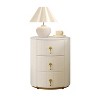 Gulches 2 Set Upholstered Nightstand with 3 Drawers, Round Bedside Table, Marbling Top & Metal Handles - 2 of 4