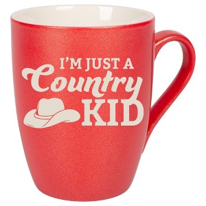 100 North Cowboy Hat 10 Ounce Crimson Red Metallic Finish, Comfortably Fits Your Hands, New Bone China Coffee Tea Cup Mug, I'm Just A Country Kid - 1 of 1