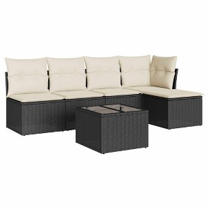 vidaXL Garden Sofa Set Black PE rattan, powder-coated steel, tempered glass - 1 of 4