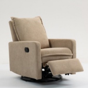 Modern Velvet Reclining Accent Chair with Manual Button Control and Leg Rest, 360° Swivel 1-Seat Sofa for Living Room or Bedroom–The Pop Home - 1 of 4