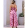 INSPIRE CHIC Women's Boho V Neck Sleeveless Floral Spaghetti Straps Smocked Wide Leg Pants Romper Overalls - 4 of 4