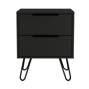 TIRAMISUBEST Mid-Century Nightstand - 2-Drawer Bedside Table with Hairpin Legs, Black - 1 of 4