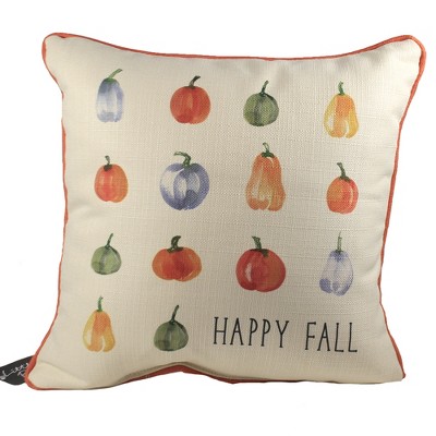 Fall 17.0" Pumpkin  Rows Pillow Happy Fall  -  Decorative Pillow