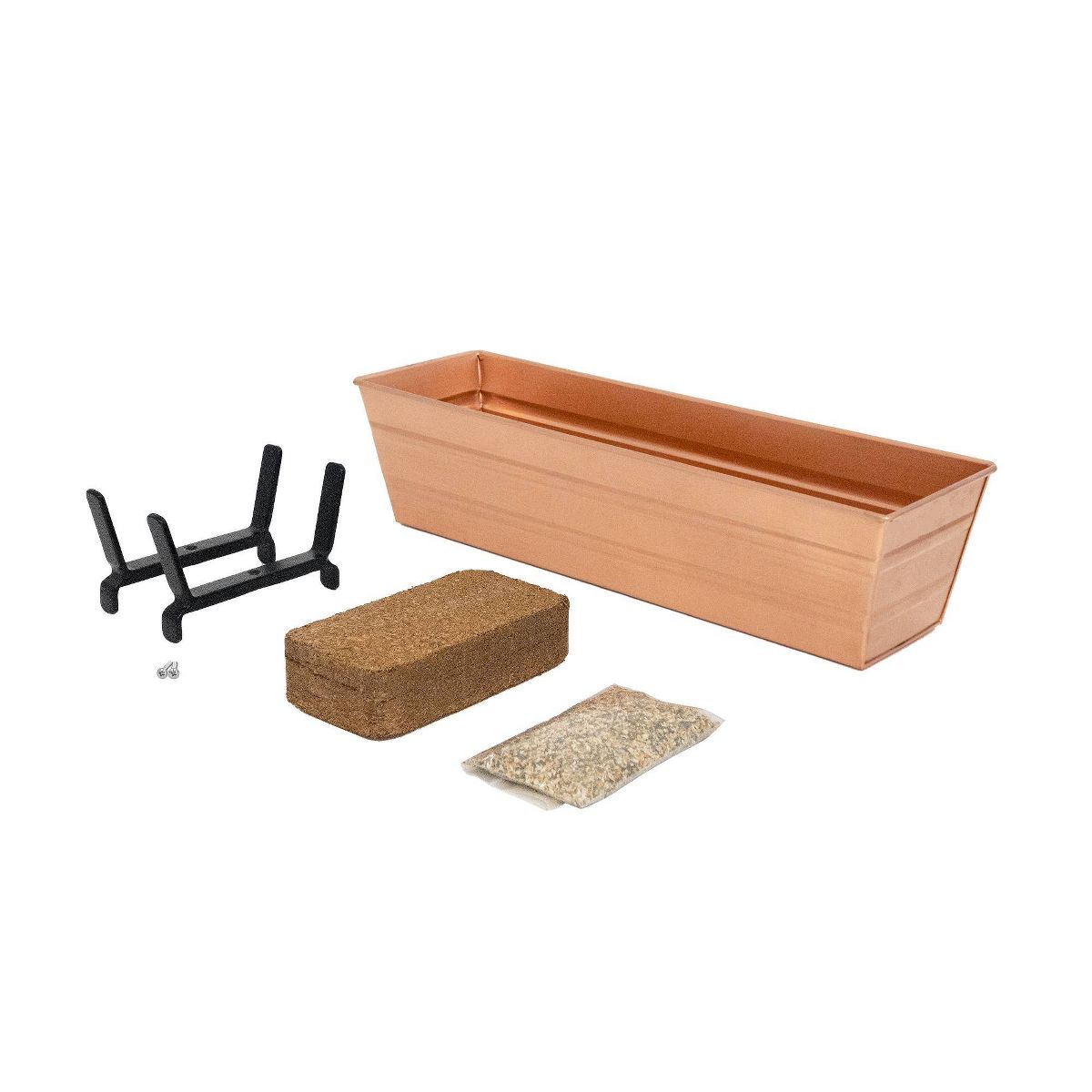 ACHLA Designs Small Rectangular Galvanized Steel Outdoor Planter Box with Mounting Bracket Copper 22"x6.5"