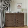5/7 Drawer Dresser for Bedroom, Wooden Chest of Drawers, Fluted TV Stand, Storage Organizer for Living Room, Hallway and Entryway, Walnut - 3 of 4