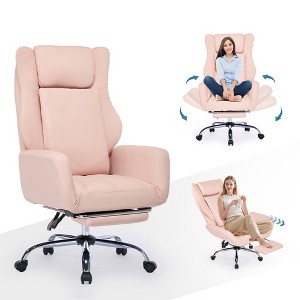 DYHOME Multi-Position Office Chair - PU Leather with Foldable Arms & Lumbar Support, Ergonomic for Home Office, Christmas Gift - 1 of 4