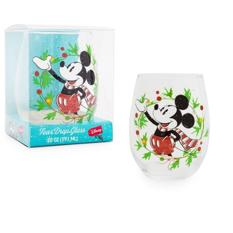 Silver Buffalo Disney Mickey Mouse Christmas Wreath Stemless Wine Glass | Holds 20 Ounces, 2 of 7