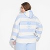 Women's Leisure Zip-Up Striped Graphic Hoodie Sweatshirt - Blue - 2 of 3