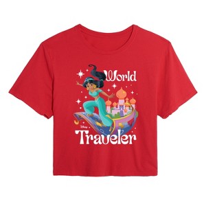 Women's - Disney Princess - Jasmine World Traveler Cropped Graphic T-Shirt - 1 of 3