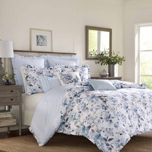 Laura Ashley Chloe Comforter Set Blue - 1 of 4