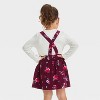 Toddler Girls' Corduroy Long Sleeve Floral Skirtall - Cat & Jack™ Burgundy - 2 of 3