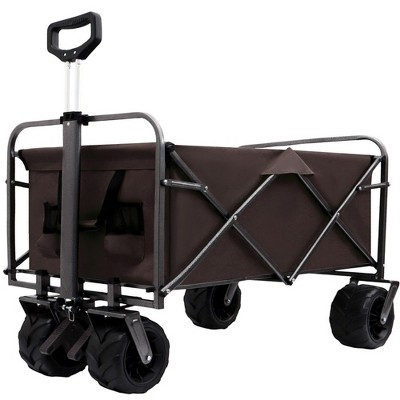 CAVINAS Outdoor Portable Wagon Cart,Shopping Cart with Wheels,Wagon for Camping,Shopping
