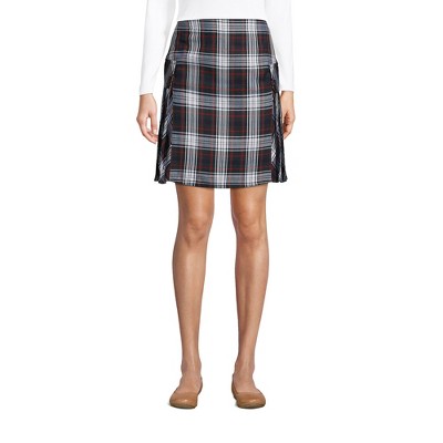School Uniform Young Women's Side Pleat Plaid Skort Above the Knee