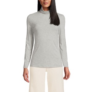Lands' End Women's Lightweight Jersey Skimming Long Sleeve Turtleneck - 1 of 4