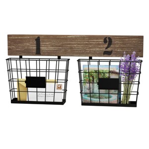 Hanging Double Wire Basket Organizer- Wall Mount Storage, Rustic Style Multi-Use Bins for Entryway, Office & Home Decor by Lavish Home - 1 of 4