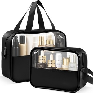 Mber TSA Approved Toiletry Bag Clear Makeup Bag Organizer, Clear Toiletry Bag Set, Clear Zipper Pouches Quart Size & Clear Travel Cosmetic Bags, Black - 1 of 4
