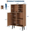 4 Tier Mid-Century Small Bookcase with Legs, Freestanding Wood Short Bookshelf with Door - 2 of 4