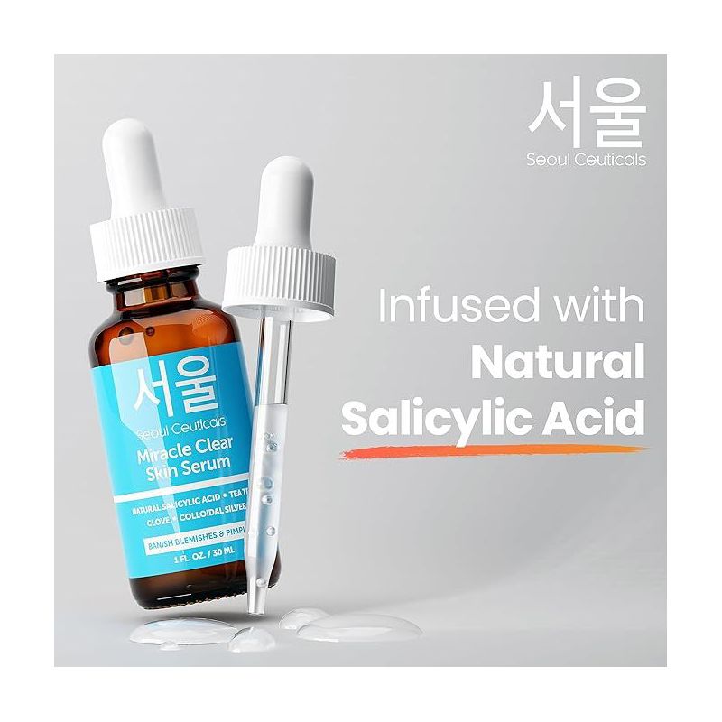 Seoul Ceuticals Korean Acne Serum, Skin Care Treatment for Acne Prone Skin - Rapid Action Salicylic Acid, Tea Tree & Clove For Even Skin Tone 1oz, 4 of 7