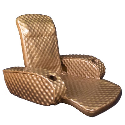 TRC Recreation Folding Baja Floating Swimming Pool Portable Water Lounger Comfortable Recliner Chair with 2 Armrest Cup Holders, Bronze