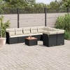 vidaXL 10 Piece Patio Sofa Set with Cushions Black Poly Rattan - Black and Cream Table + 4x Corner + 5x Middle - 2 of 4