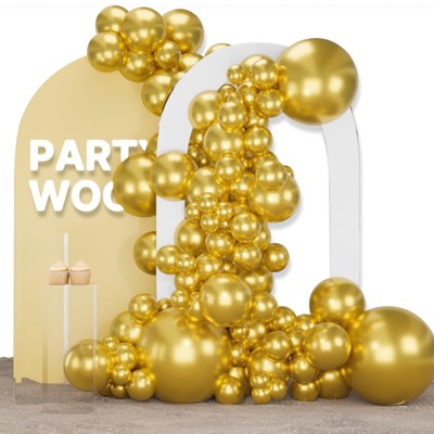 PartyWoo Balloons Metallic Gold Chrome Gold 36 18 12 10 5 Inch 123 pcs
