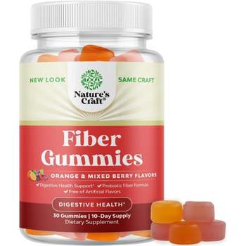 Prebiotic Fiber Gummies for Adults, Prebiotic Soluble Chicory Root, Immunity & Digestive Support, Orange & Mixed Berry Flavor, Nature's Craft, 30ct