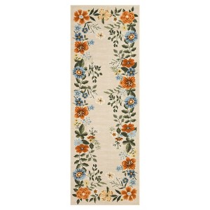 Green Floral Runner Rug Washable Rug, Non-Slip Non-Shedding Kitchen Carpet, Low Pile Stain-Resistant Foldable , for Entryway, Laundry Room, Bathroom - 1 of 4