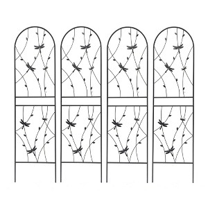XINGHANZHENXUAN Black 4-Pack Tall Metal Garden Trellis for Climbing Plants, Rustproof Steel Plant Support - 1 of 4