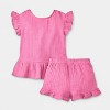 Baby Girls' Ruffle Sleeve Gauze Shorts Set - Cat & Jack™ - 2 of 4