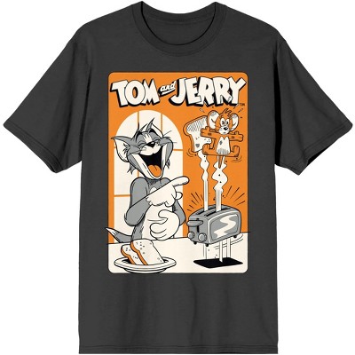 Tom & Jerry Classic Cartoon Characters Men's Royal Blue Graphic Tee-Small