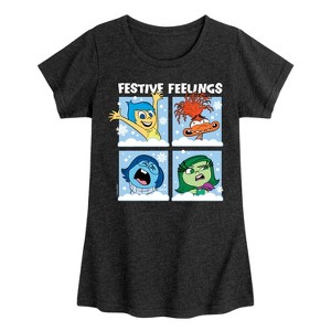 Girls' - Inside Out 2 - Festive Feelings Grid Fitted Short Sleeve Graphic T-Shirt - 1 of 4