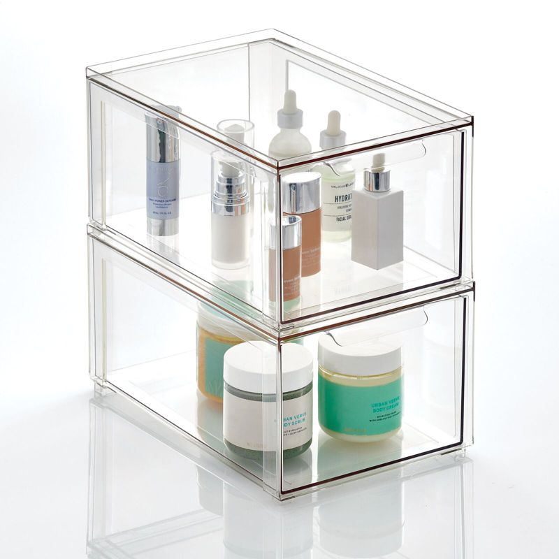 mDesign Plastic Stackable Bathroom Storage Organizer with Drawer, 1 of 10