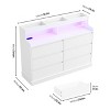 Dresser for Bedroom, 6 Drawer Dresser with LED Lights and Charging Station, Wide Chest of 6 Drawers with Open Space - 3 of 4