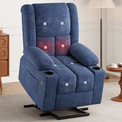 Grungis Power Lift Sofa Chair with USB Ports,Massage and Heat,Adjustable Sofa with Cup Holders,Recliner Single Couch for Elderly People