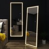 63x20 inch Right Angled Rectangular Aluminum Alloy White LED Full-length Mirror (with Bracket) - 4 of 4