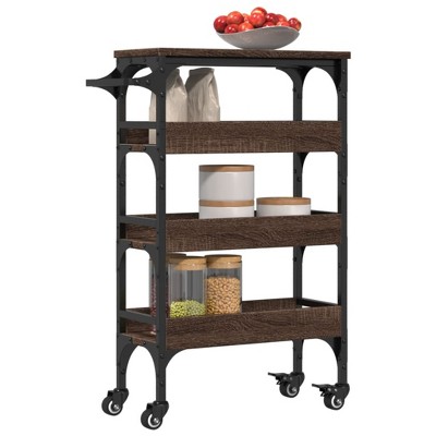 CLIHOME 4-Tier Rolling Kitchen Trolley 29.9" Engineered Wood With Lockable Wheels