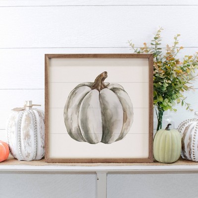 Kendrick Home Watercolor Wall Art White Pumpkin
