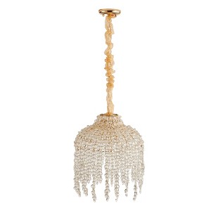 DAKAFUL Crystal Bead Chandelier with Clear Crystal Pendants, Adjustable Artistic Clear Crystal Fringe Chandelier for Dining Room,Bedroom, Kitchen - 1 of 4