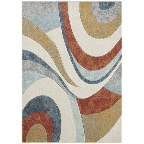 Home Dynamix Slade Contemporary Abstract Area Rug Blue rust 7 10