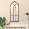 LuxenHome Natural Wood Finish Accent Arched Window Wall Mirror Brown - 2 of 4