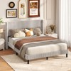 Costway Queen Size Velvet Bed Frame Upholstered Platform Bed with Wingback Headboard - 2 of 4