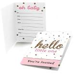 Big Dot of Happiness Hello Little One - Pink and Gold - Fill In Girl Baby Shower Party Invitations (8 count)