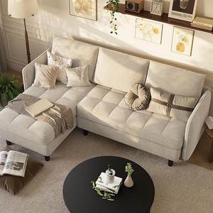 Coucheta Convertible Sectional Collection - L-Shaped Chenille Sofa with Hidden Storage, Reversible Apartment Couch for Small Spaces, Multiple Colors - 1 of 4