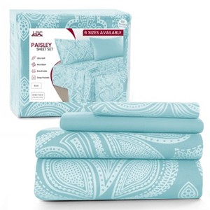 6 Piece Sheet Sets Paisley Printed Sheets Set Ultra Soft Deep Pocket Microfiber Bed Sheets - Lux Decor Collection - 1 of 4